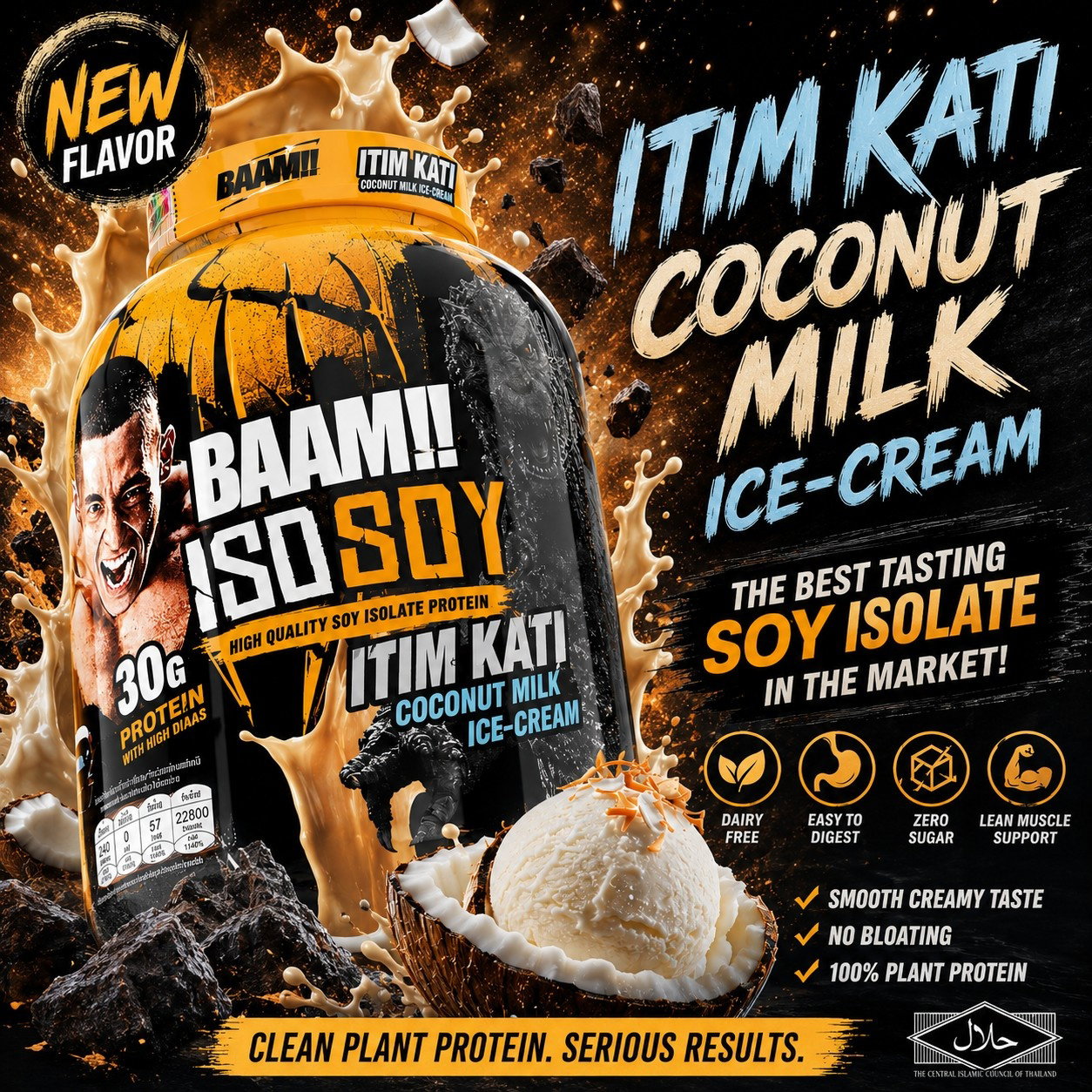BAAM!!™ ISO-SOY Plant Protein Isolate (5lb / 2.3kg) | 30g Soy Isolate Protein • Vegan • Lactose-Free • Lab-Tested Premium Plant Protein_0