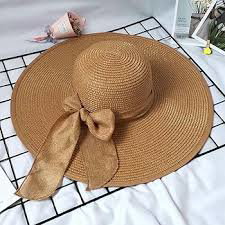 Chapeau de Paille Femme à Large Bord avec noeud _0