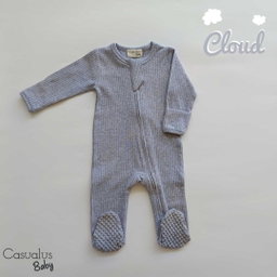 Ribbed Romper - Cloud Grey
