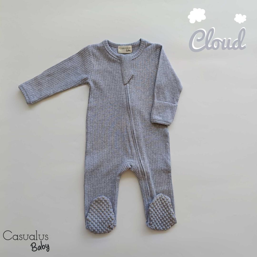 Ribbed Romper - Cloud Grey