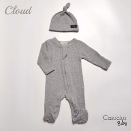 Ribbed Romper - Cloud Grey