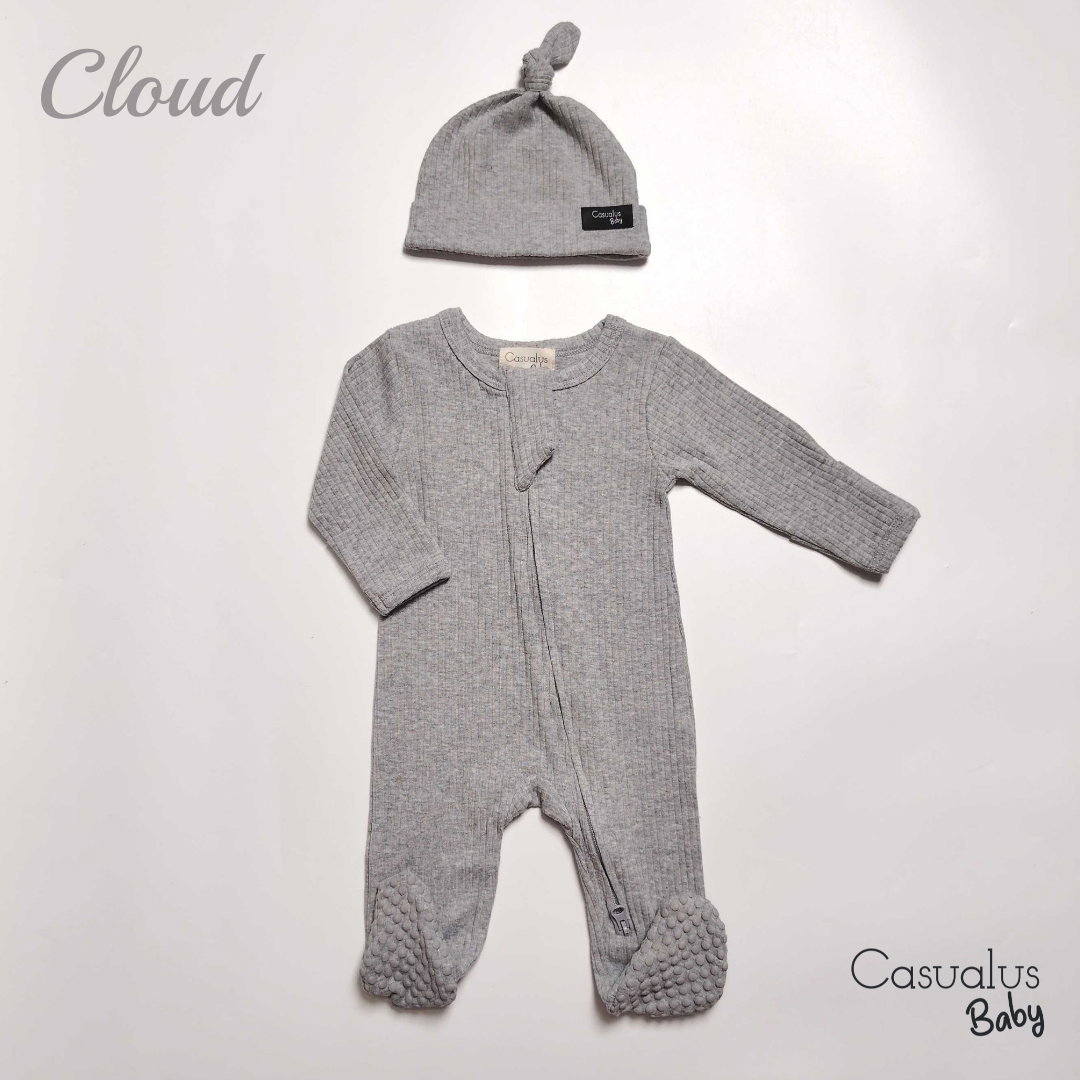 Ribbed Romper - Cloud Grey_1