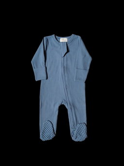 Ribbed Romper - Ocean