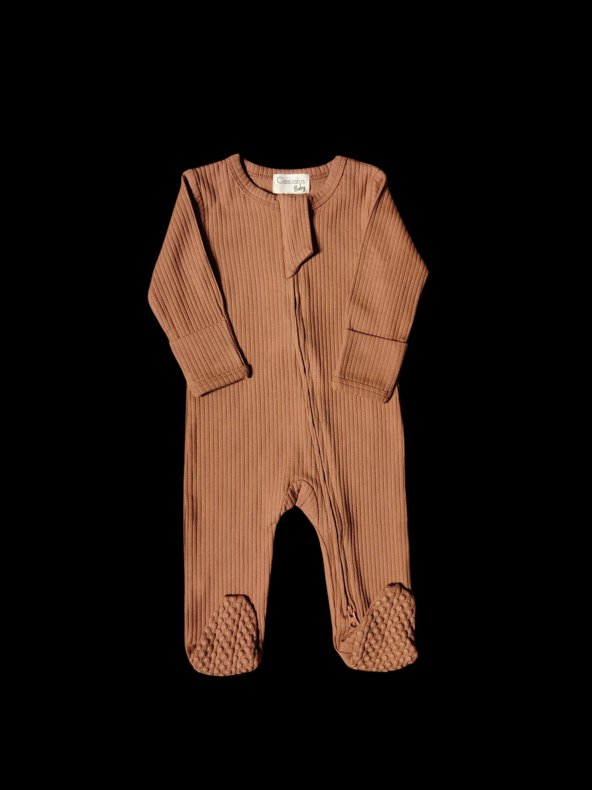 Ribbed Romper - Cinnamon 