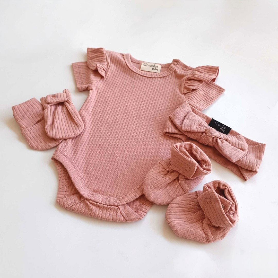 Ribbed Bodysuit Set - Blossom_0