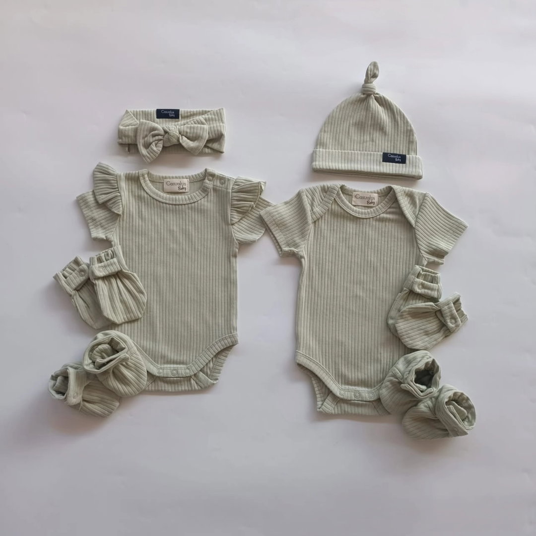 Ribbed Bodysuit Set - Seasalt