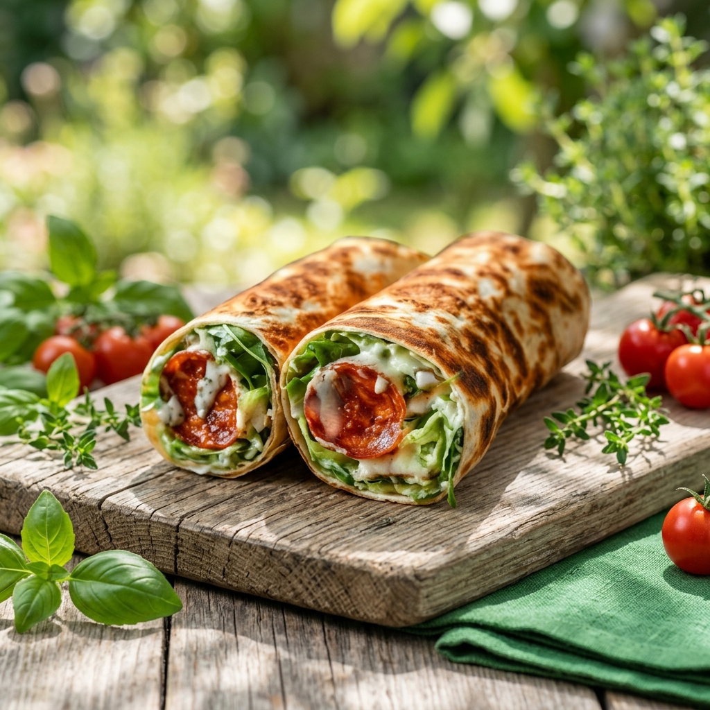 Pepperoni Chicken Caesar Wrap
