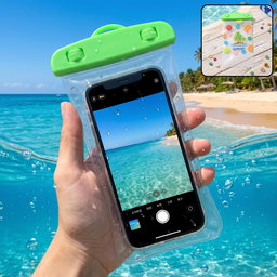 Person Holding a Transparent Waterproof Mobile Pouch With Lock