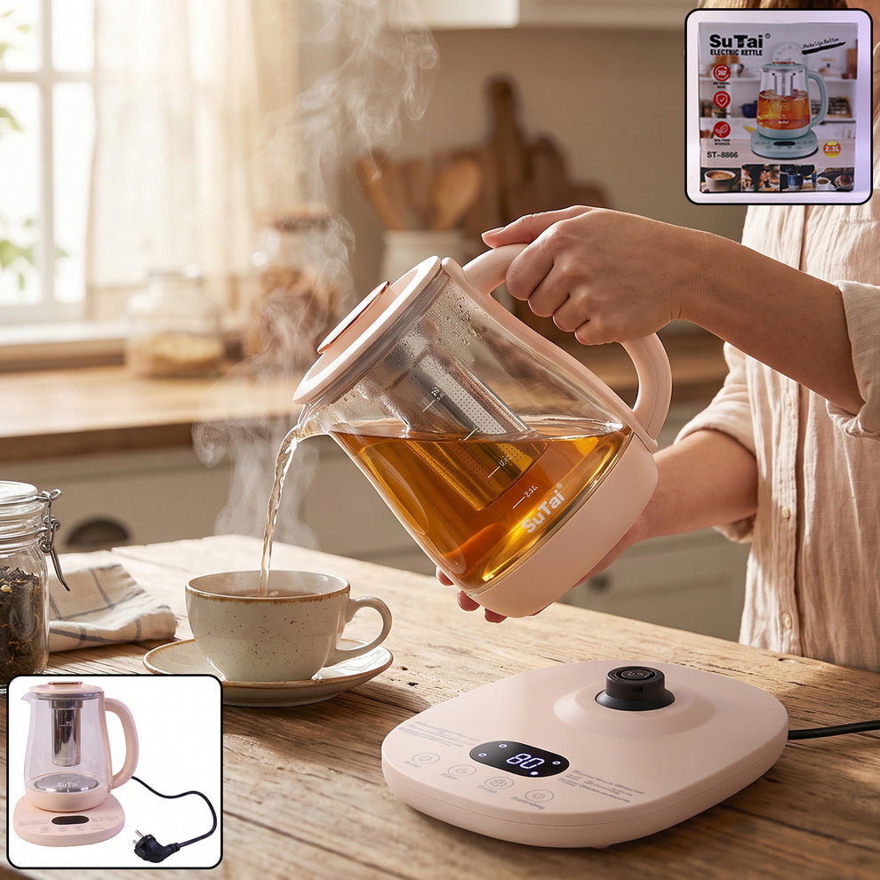 Suta Electric Glass Kettle 2.3L Tea Maker with Infuser and Temperature Control (1 Pc)_0