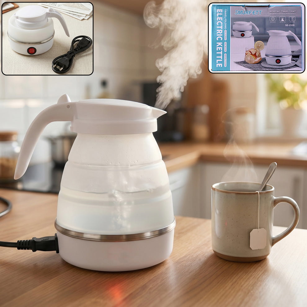 Collapsible Travel Electric Kettle 600ml Foldable Silicone Water Boiler (1 Pc)_0