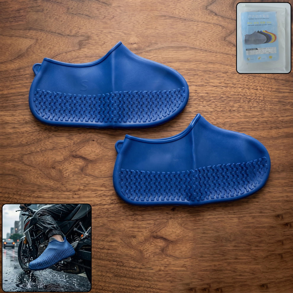 Blue waterproof silicone shoe cover for rain and outdoor protection_0