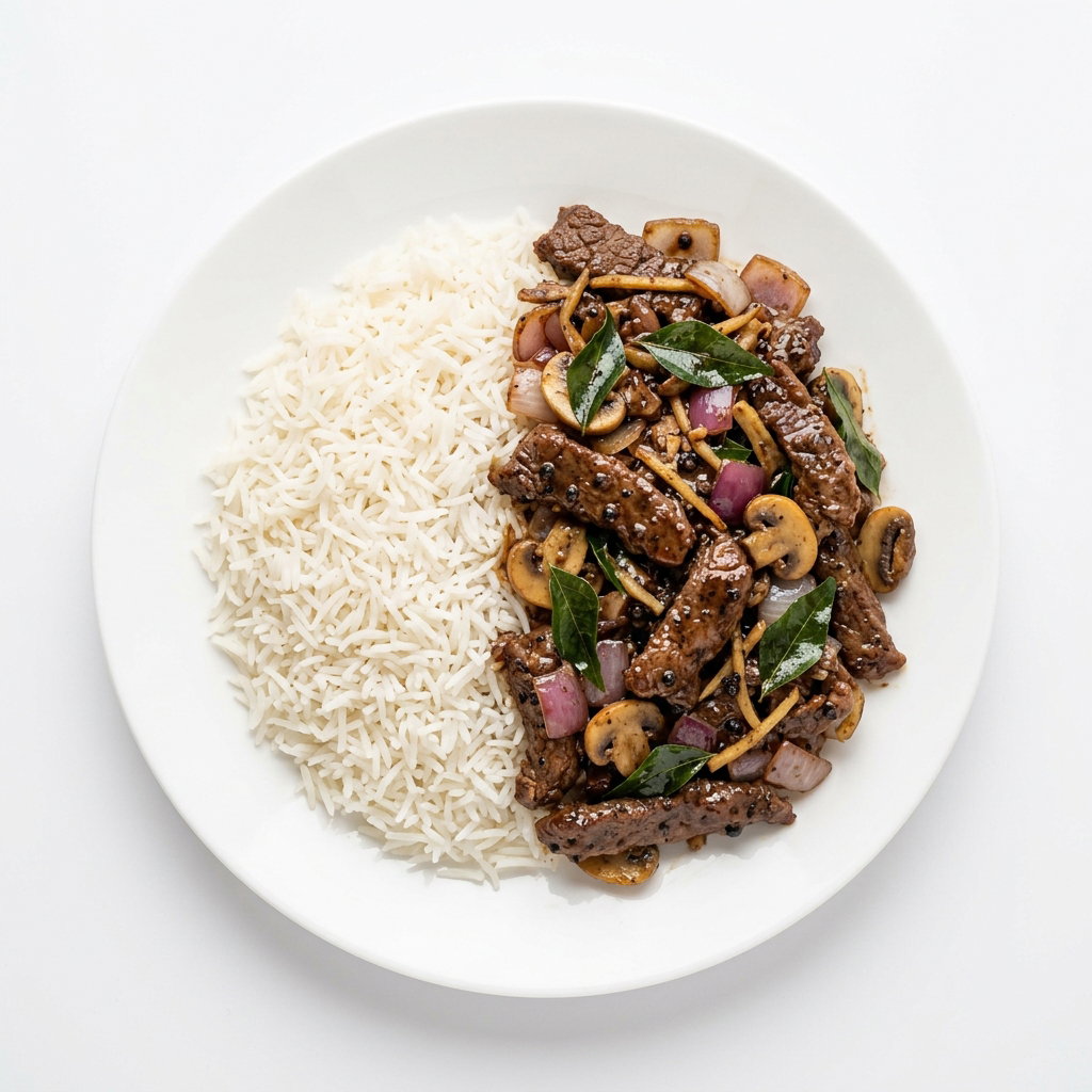 Black Pepper Beef with Rice 黑椒牛肉饭