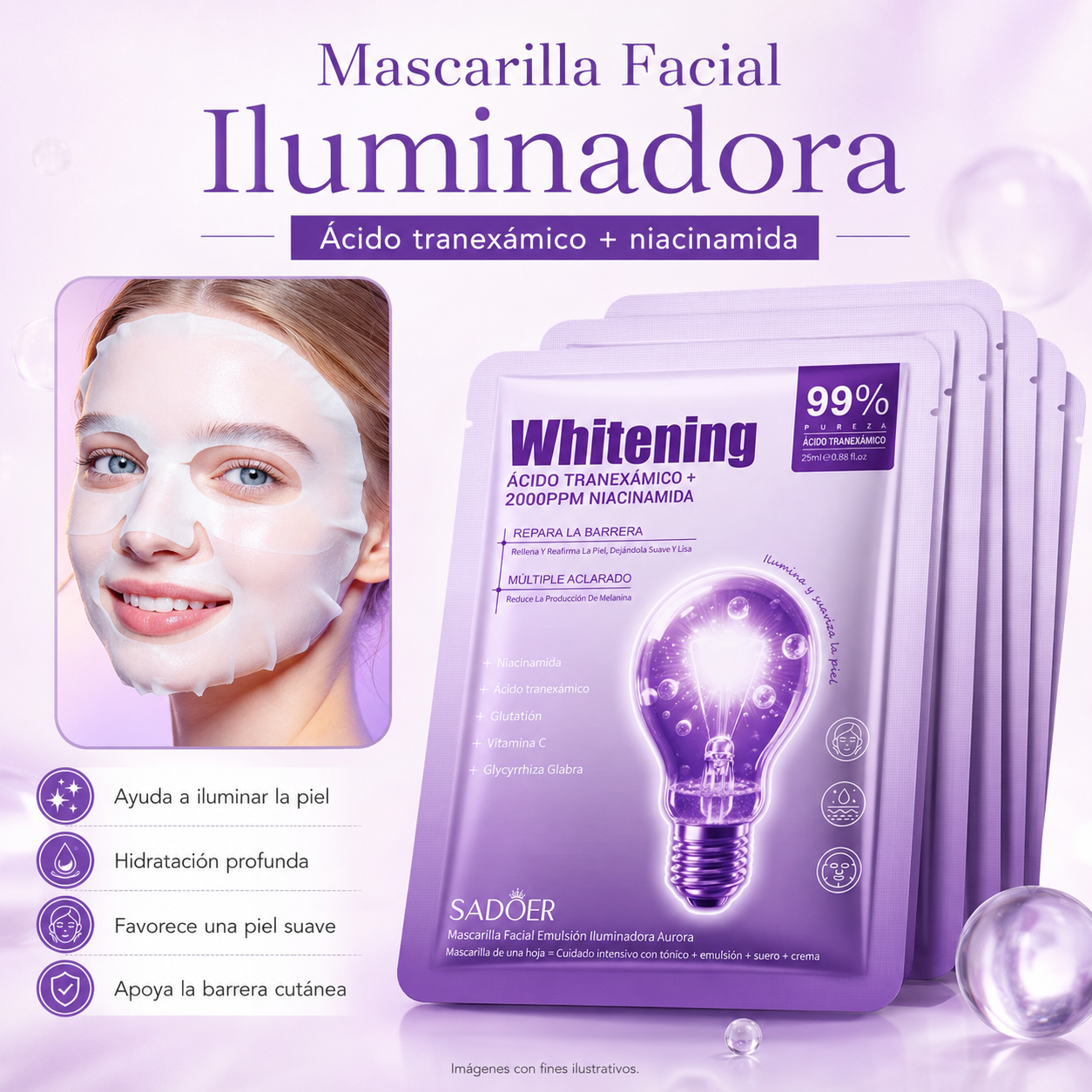 Mascarillas Faciales iluminadoras 3 unidades_2