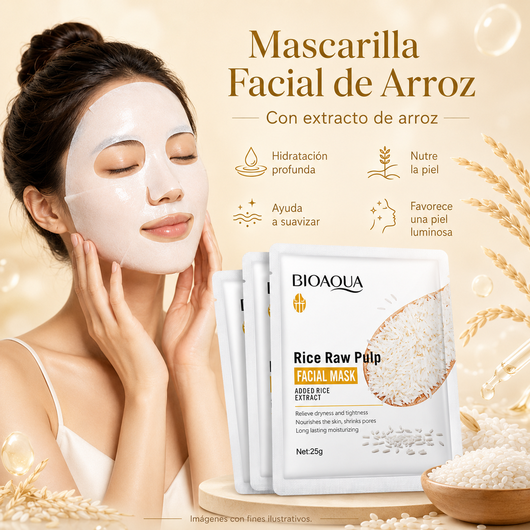 Mascarillas Facial de Arroz Bioaqua 3 unidades 