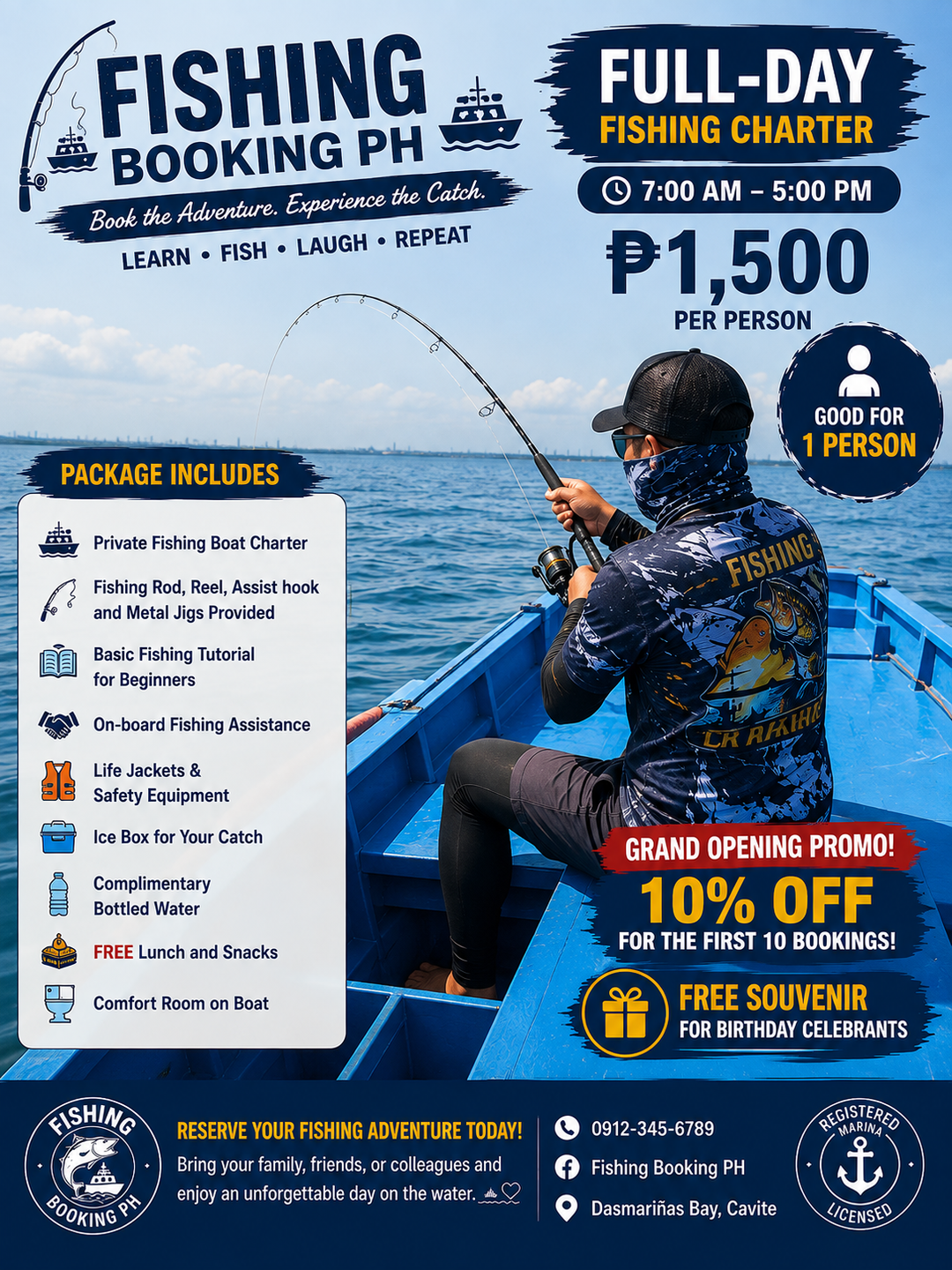 Full Day Fishing Charter (7:00am-5:00pm)