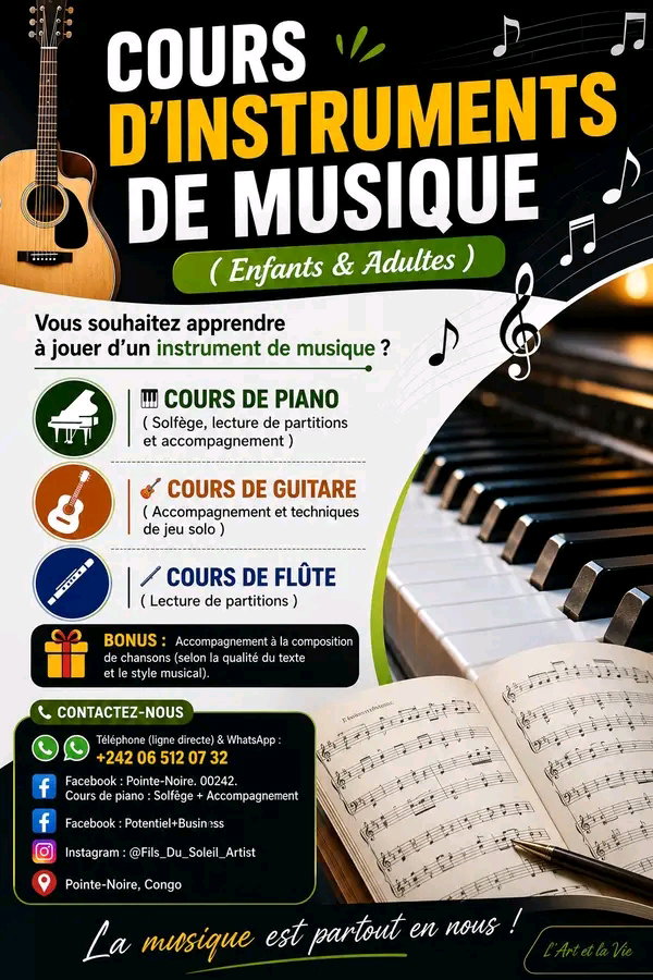 COURS DE PIANO ET GUITARE