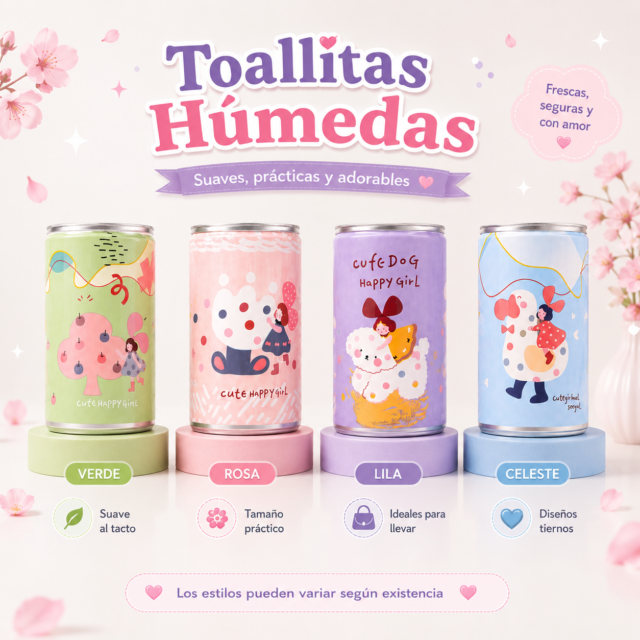 Toallitas humedas en Lata varios estilos_0