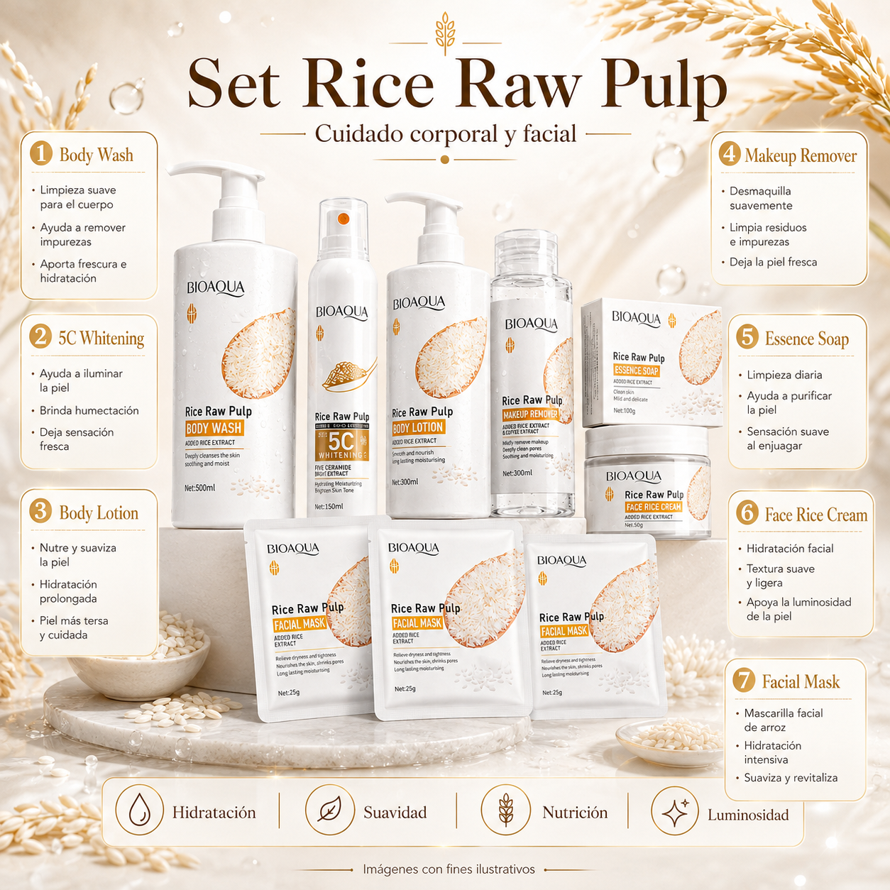 Kit de Arroz BIOAQUA facial y corporal _3