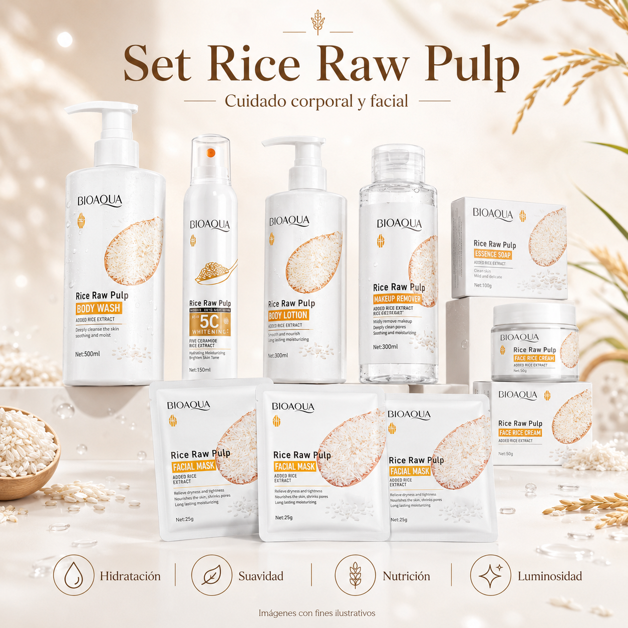 Kit de Arroz BIOAQUA facial y corporal _0