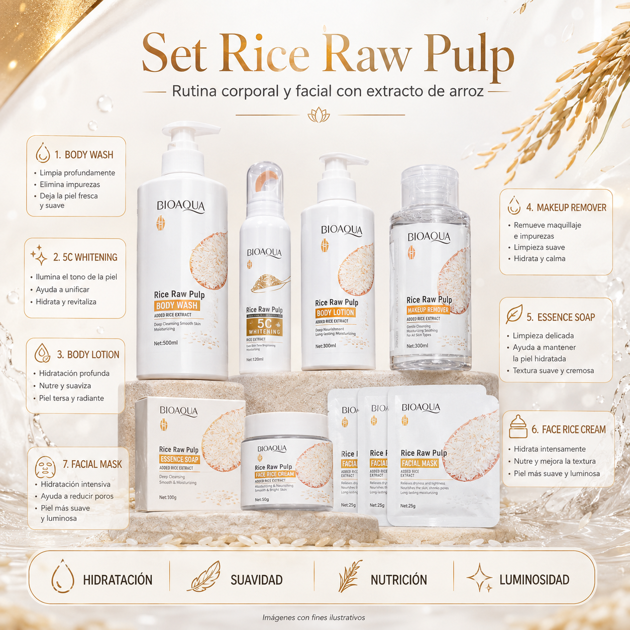 Kit de Arroz BIOAQUA facial y corporal _1