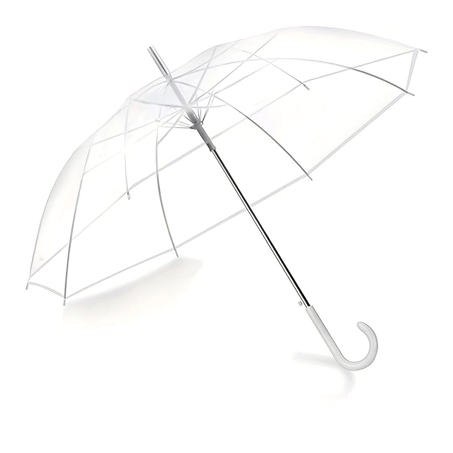 Premium Transparent Dome Umbrella With Clear PVC Canopy & Curved Handle_3