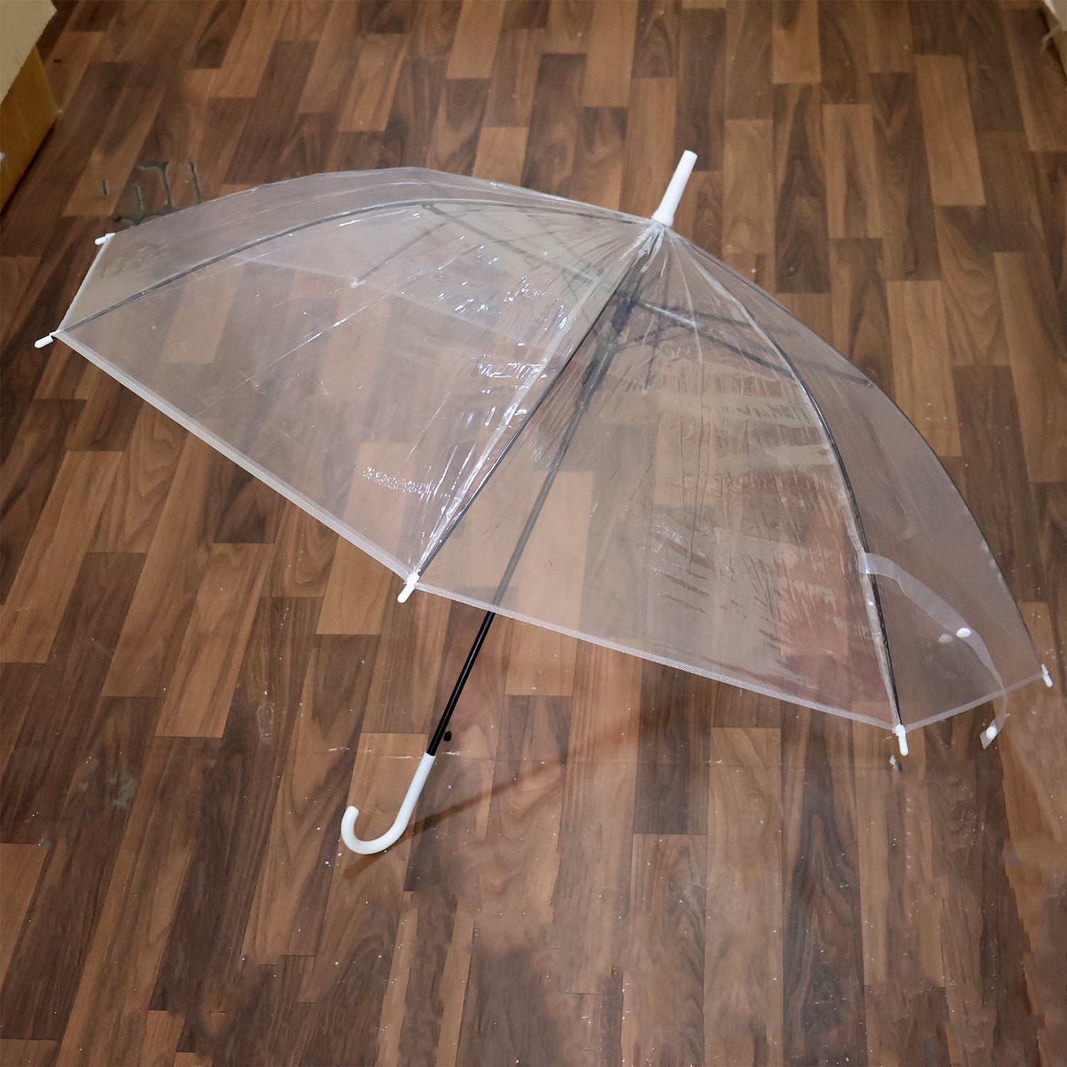 Premium Transparent Dome Umbrella With Clear PVC Canopy & Curved Handle_1