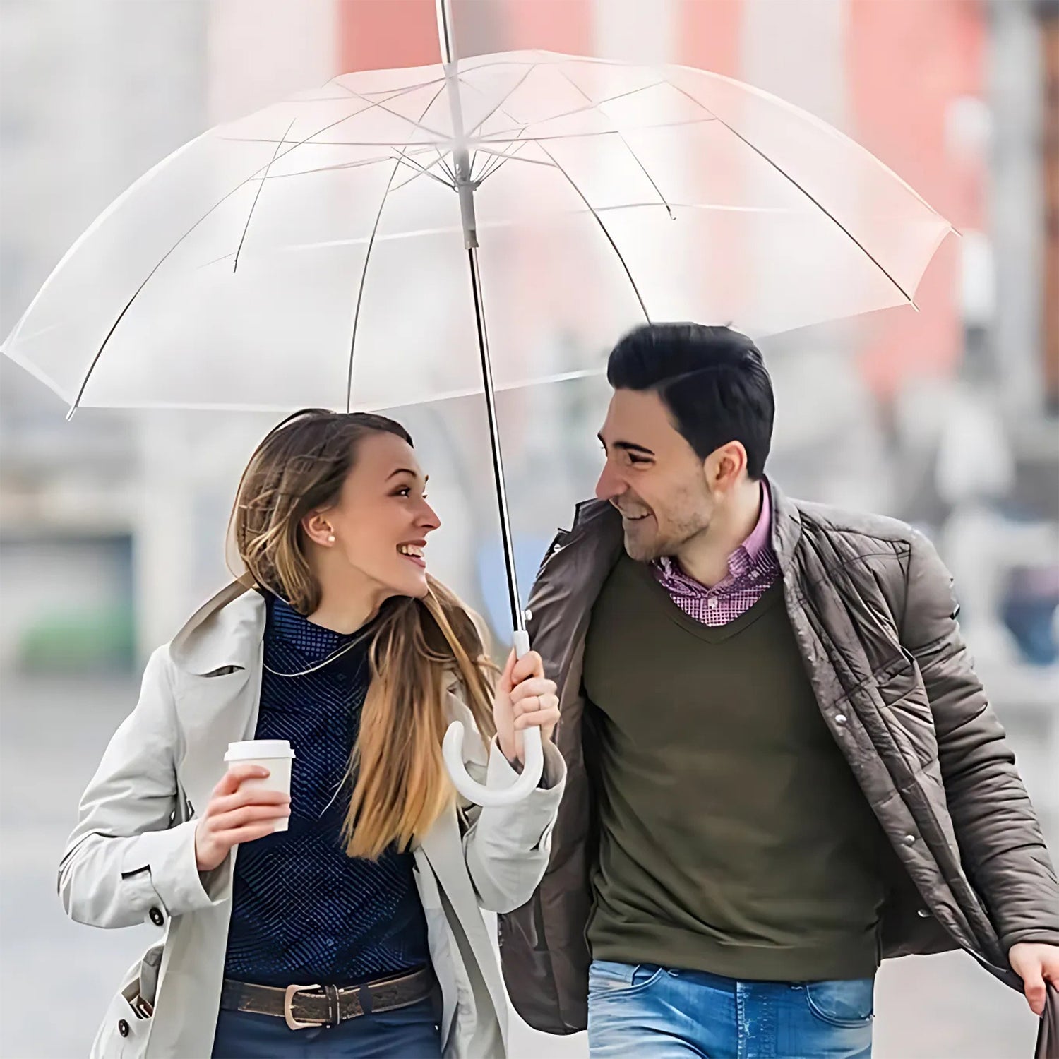 Premium Transparent Dome Umbrella With Clear PVC Canopy & Curved Handle_2