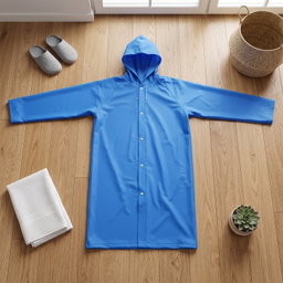 Blue EVA Hooded Rain Coat