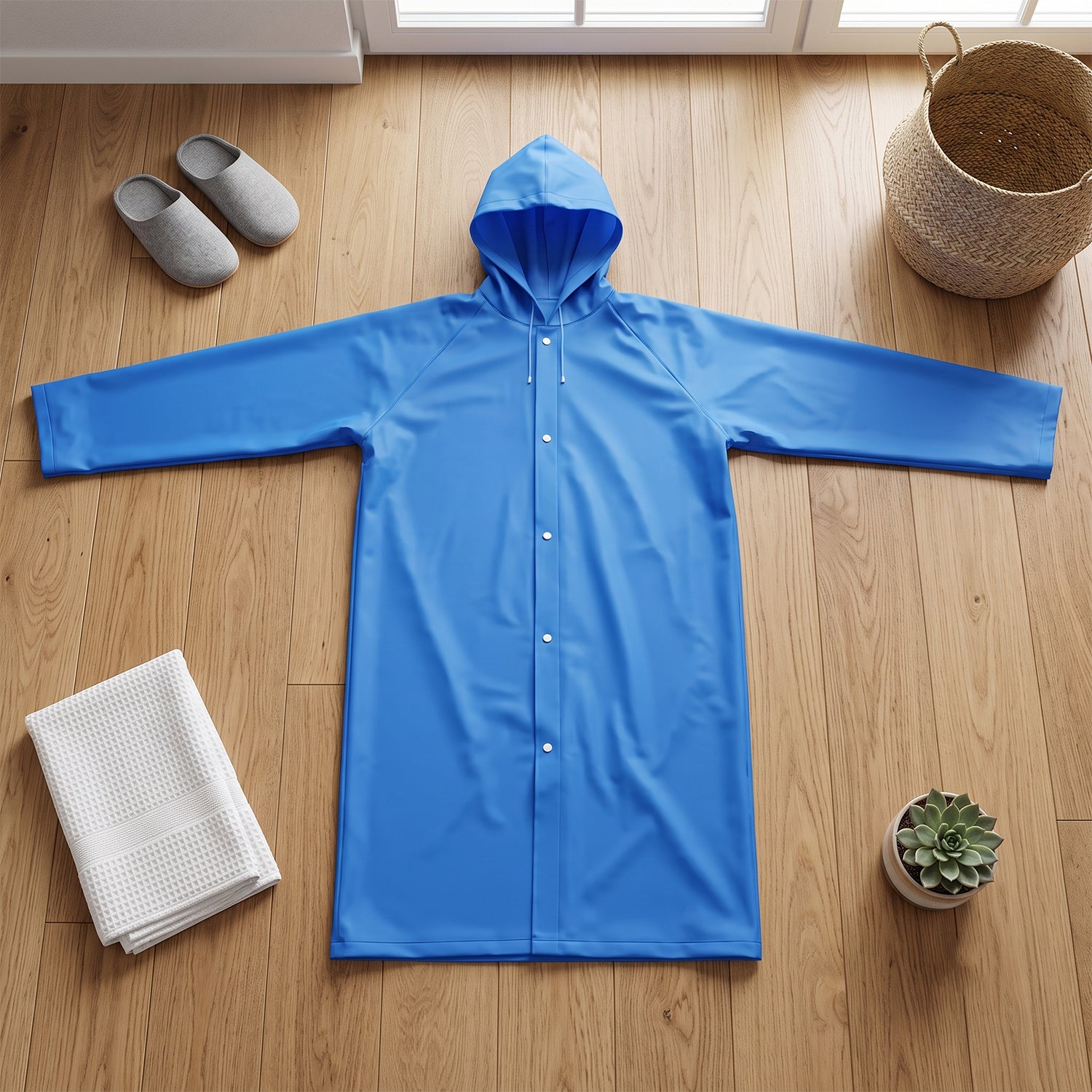 Blue EVA Hooded Rain Coat_2