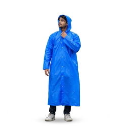 Blue EVA Hooded Rain Coat