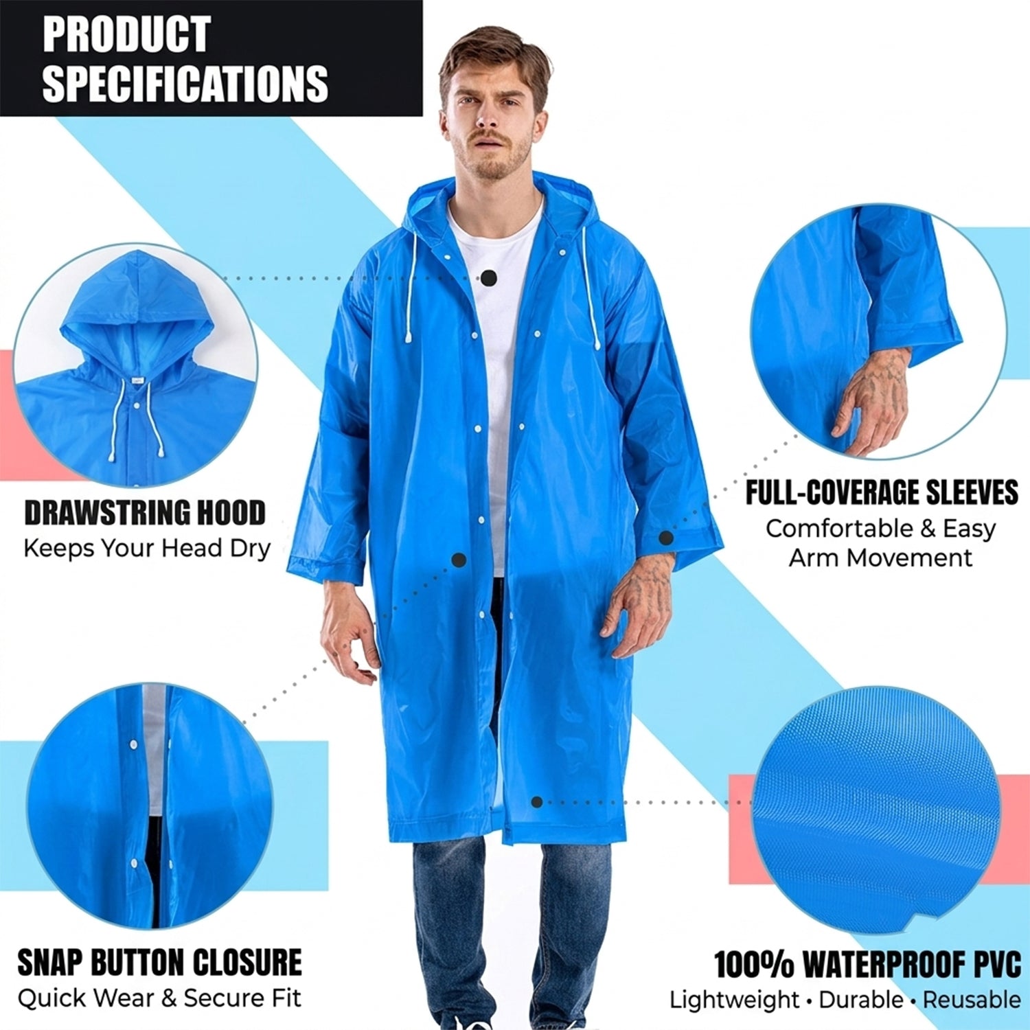 Blue EVA Hooded Rain Coat_1