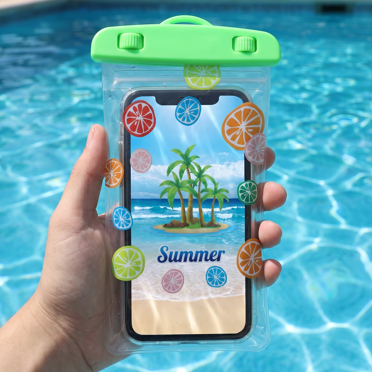 Person Holding a Transparent Waterproof Mobile Pouch With Lock_1