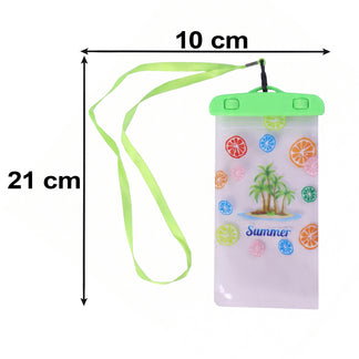 Waterproof Mobile Pouch With Neck Strap In Green, Shown Protecting A Phone_2
