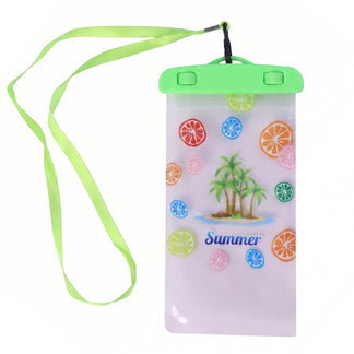 Waterproof Mobile Pouch With Neck Strap In Green, Shown Protecting A Phone_4