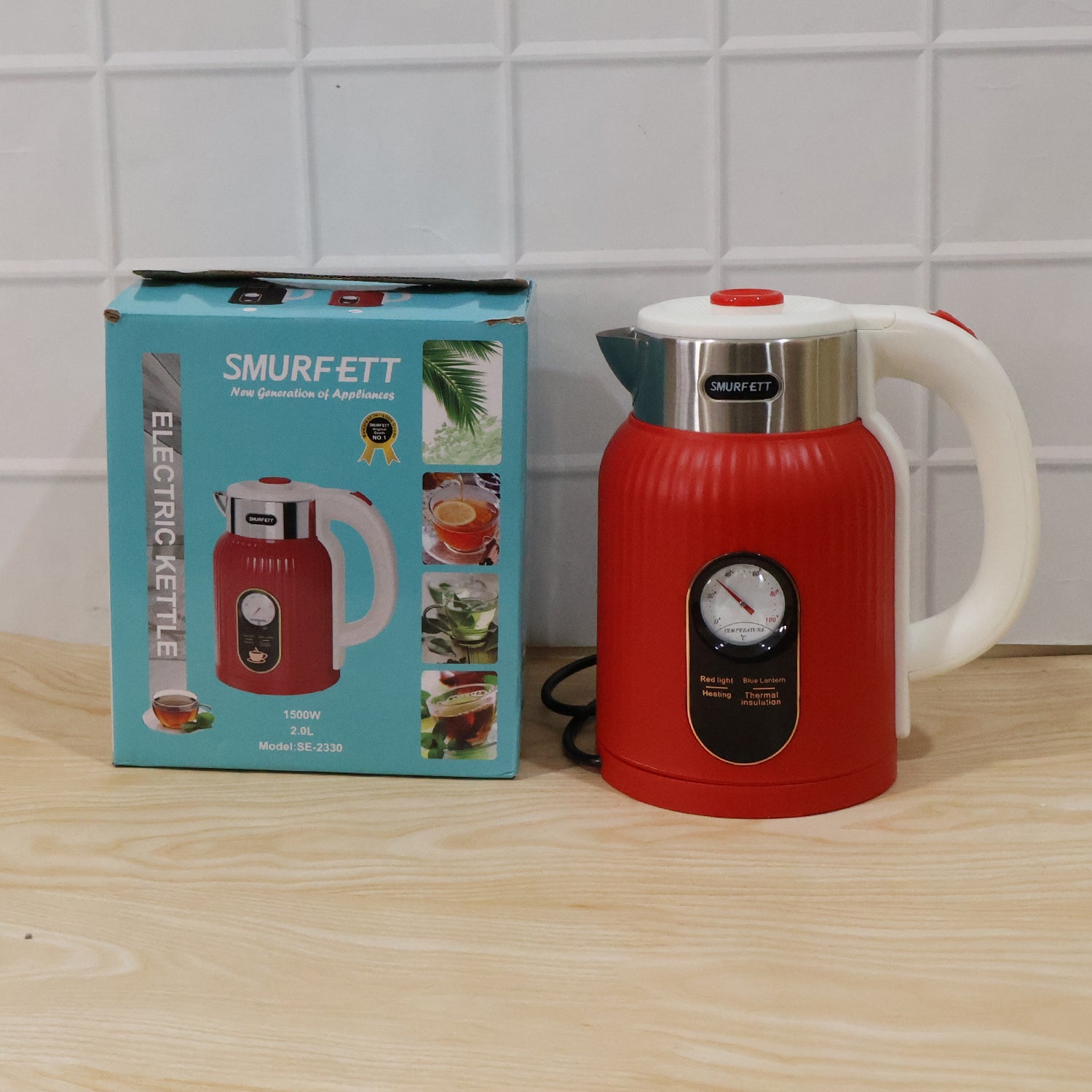 Electric Kettle 2 Litre 1500W Red for Tea Coffee Milk and Hot Water _1