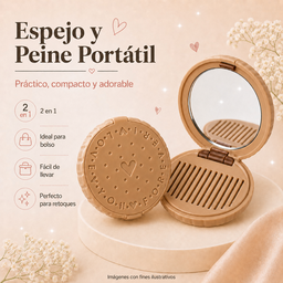 Espejo + Peine Galleta de bolsillo 