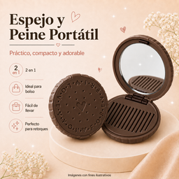 Espejo + Peine Galleta de bolsillo 