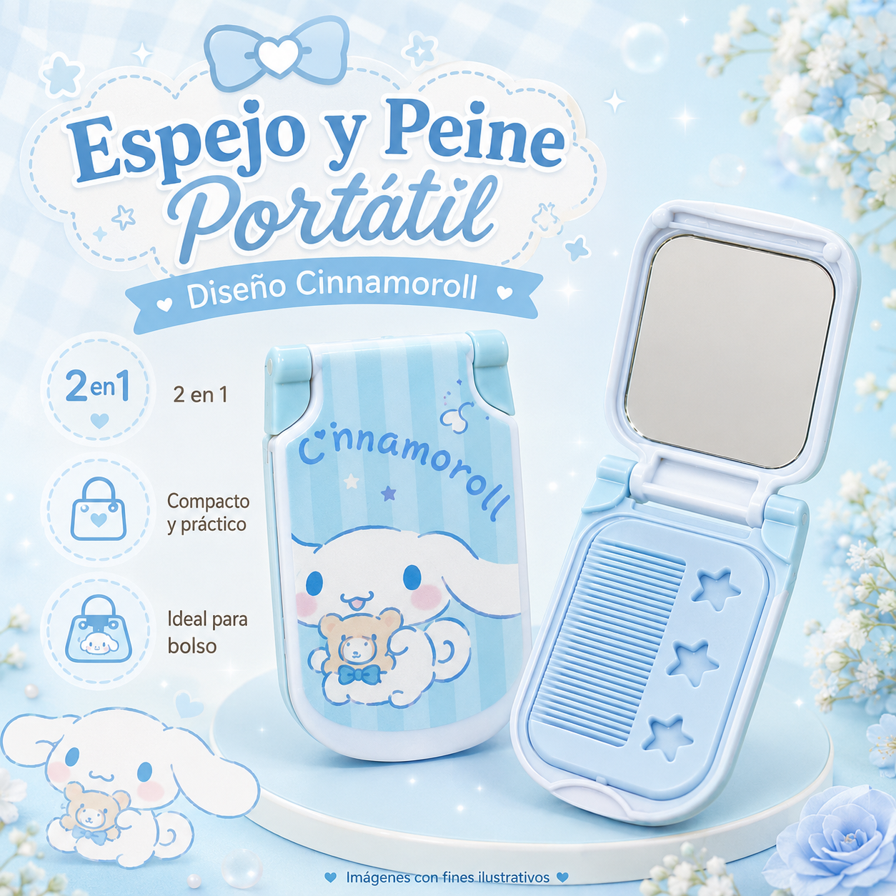 Espejo + Peine Sanrio de bolsillo_3