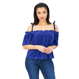 Velour Shoulder Top Blue 
