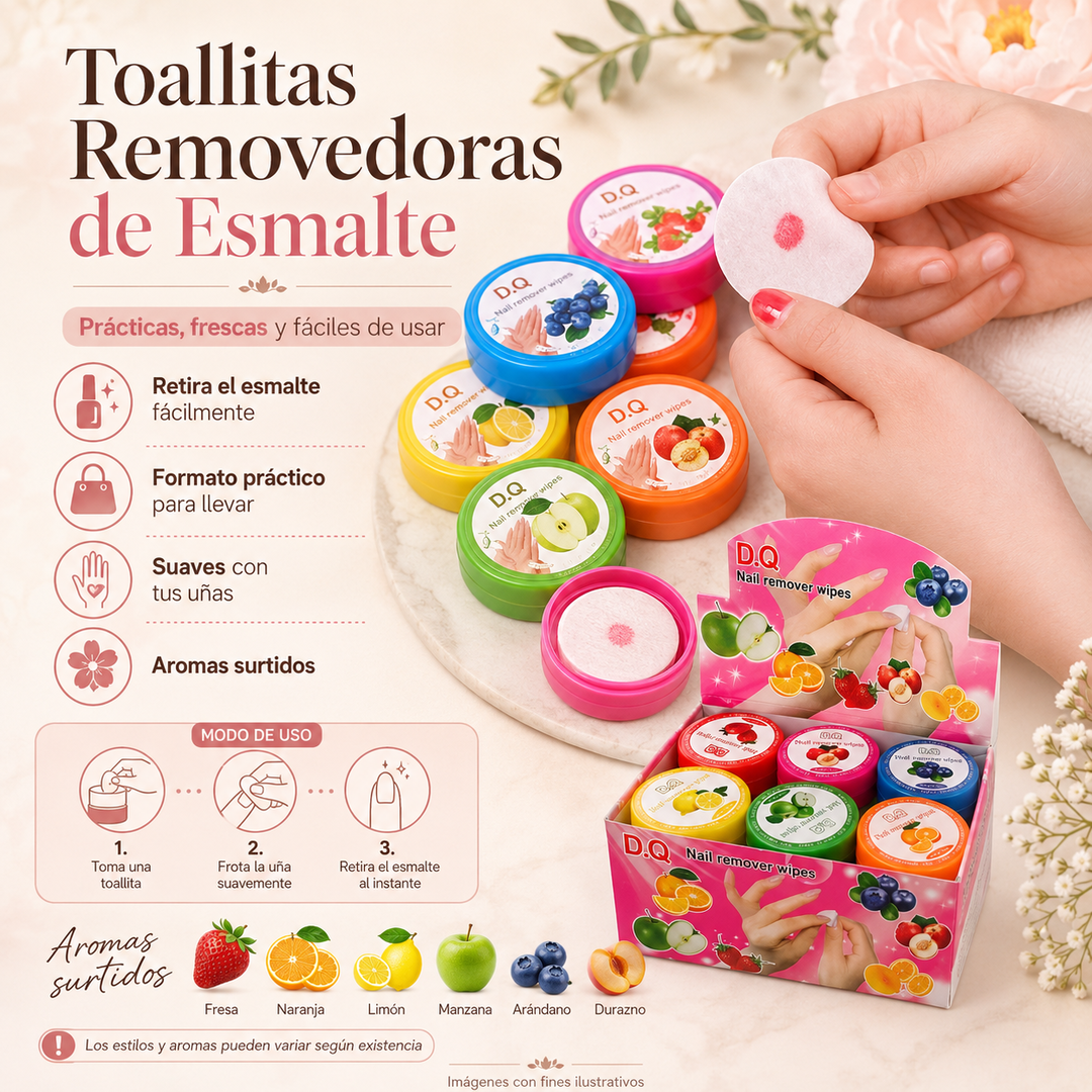 Quita esmalte en toallitas 