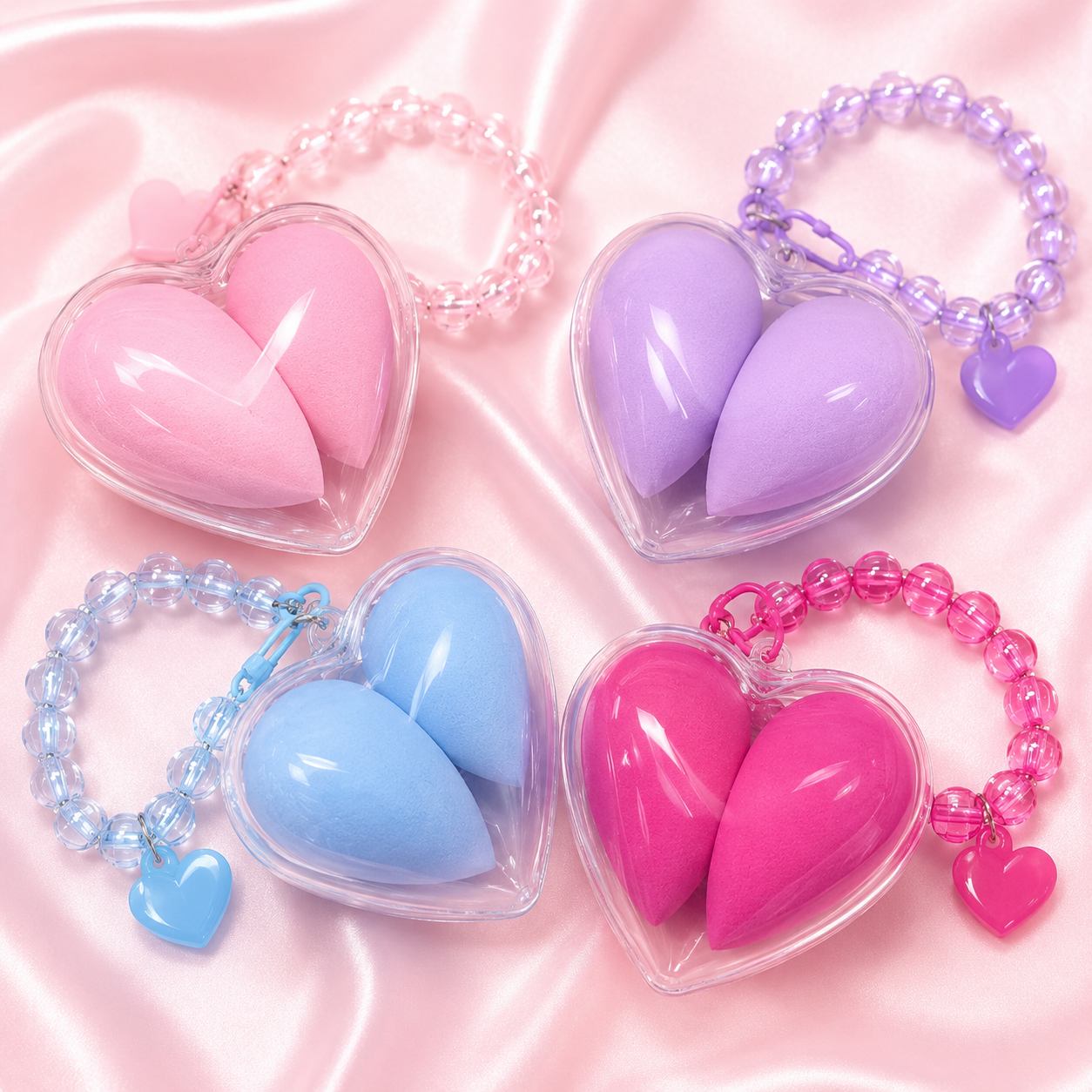 Esponjas de maquillaje con estuche de corazón _0