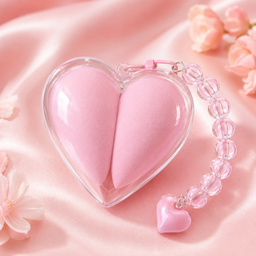 Esponjas de maquillaje con estuche de corazón 