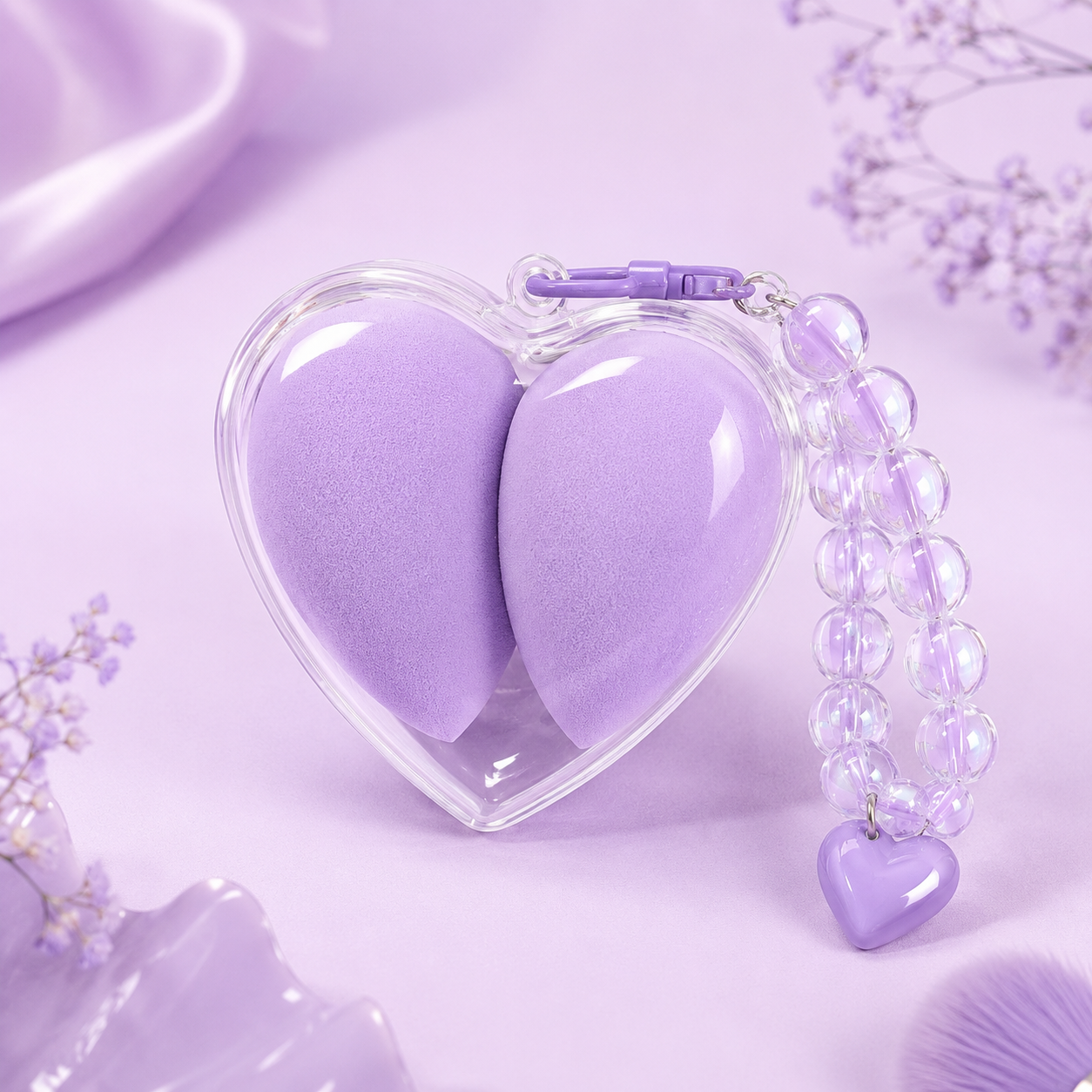 Esponjas de maquillaje con estuche de corazón _3