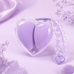 Esponjas de maquillaje con estuche de corazón 