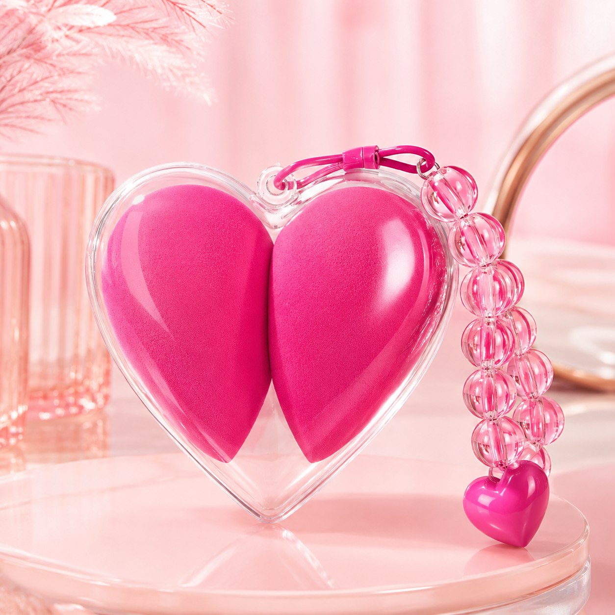 Esponjas de maquillaje con estuche de corazón _4