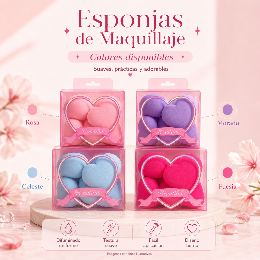 Set de esponjas con blender para maquillaje 