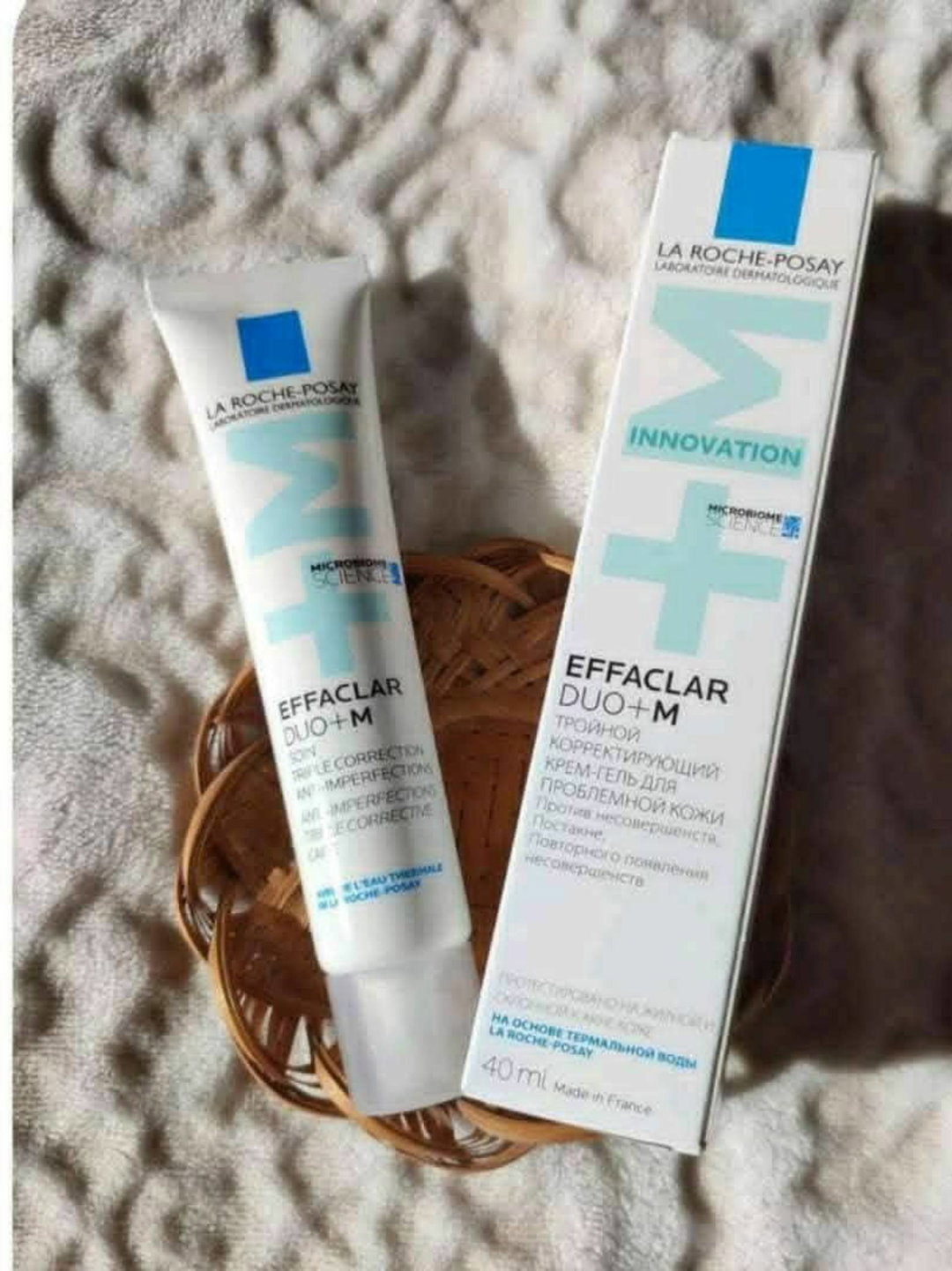 :
​La Roche-Posay Effaclar Duo+ M
(لاروش بوزيه إيفاكلار ديو + إم)
​وهو كريم/جل مصحح للبشرة المعرضة للشوائب وحب الشباب ومقاوم لآثارها.