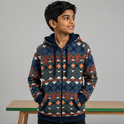 Criminal Damage Boys Hoodie-Orange/Navy