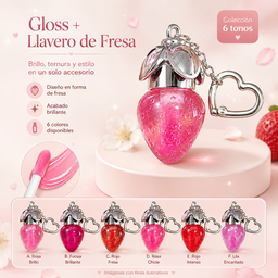 Lip Gloss llavero Fresa 🍓 aplicador Grueso 