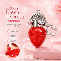 Lip Gloss llavero Fresa 🍓 aplicador Grueso 
